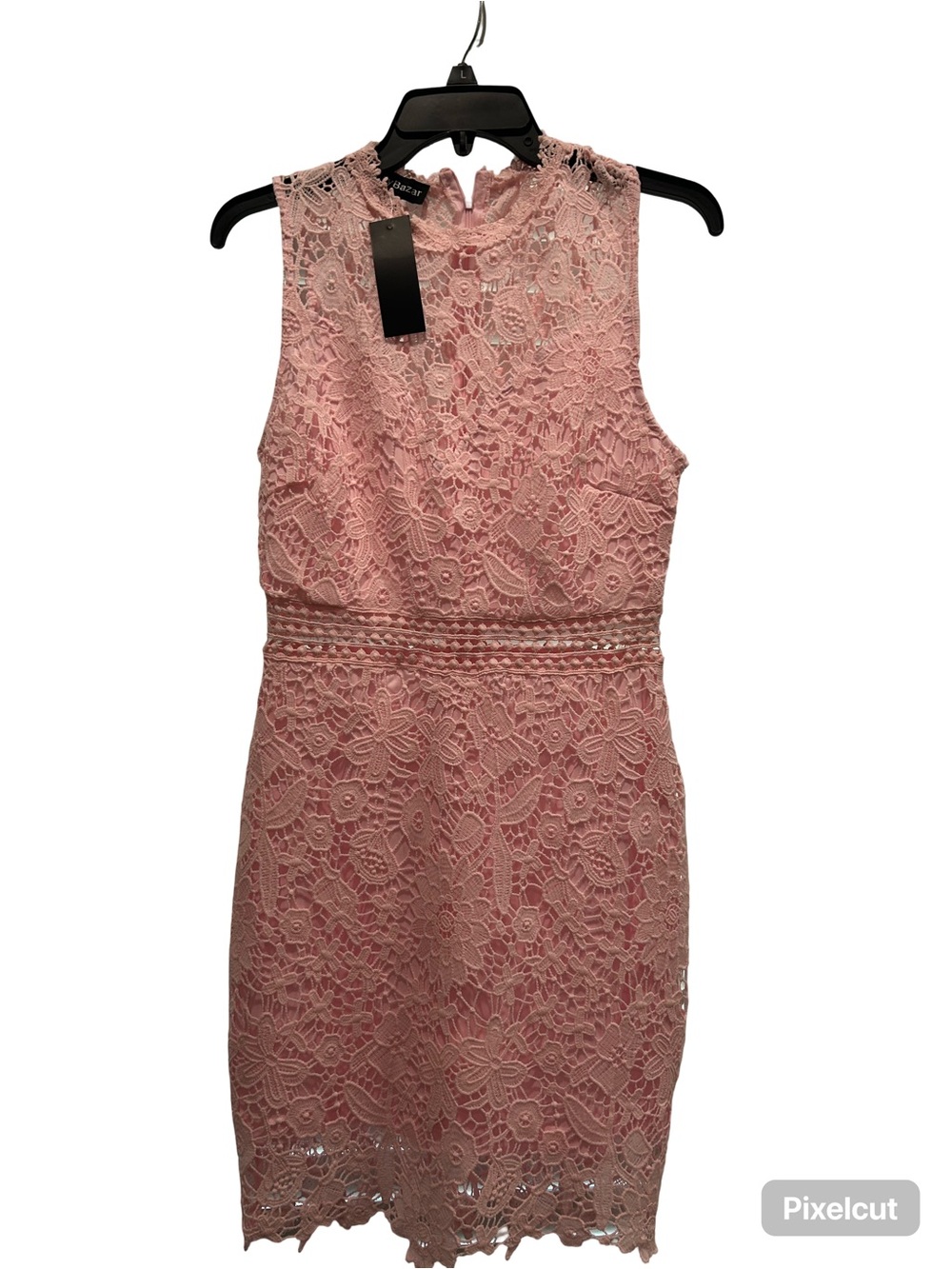 Sleeveless Pink Lace Sheath Dress